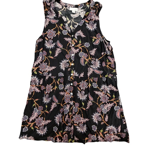 J. Jill Tops - J. Jill Womens Black Paisley Floral Sleeveless Button Front Tiered Top Small